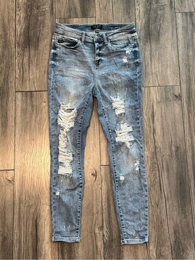 Judy Blue Skinny Fit Distressed Paint Splatter Jeans Size 9/29